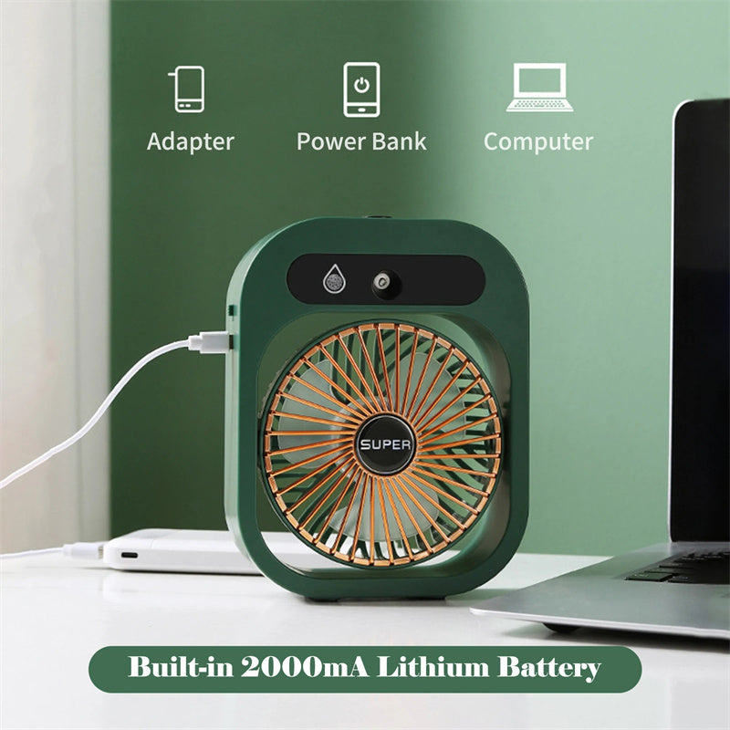 Portable Mist Cooling Fan – USB Rechargeable 3-Speed Air Cooler & Humidifier
