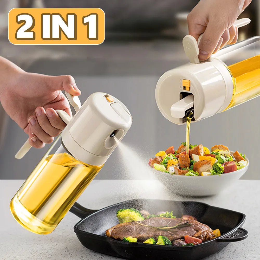 Dual Spray & Oil Dispenser Bottle made for Kitchen Cooking & Baking