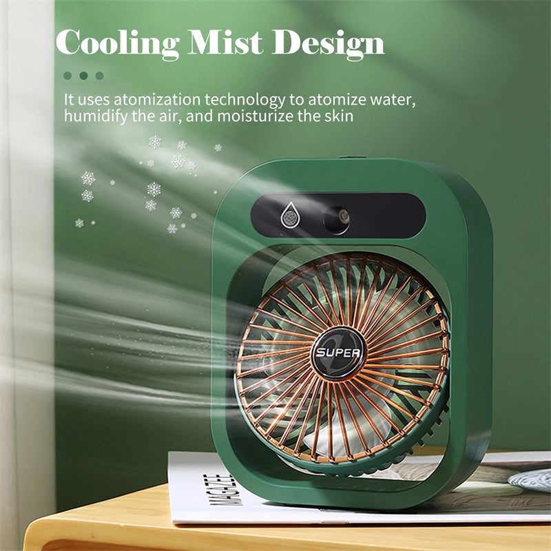 Portable Mist Cooling Fan – USB Rechargeable 3-Speed Air Cooler & Humidifier