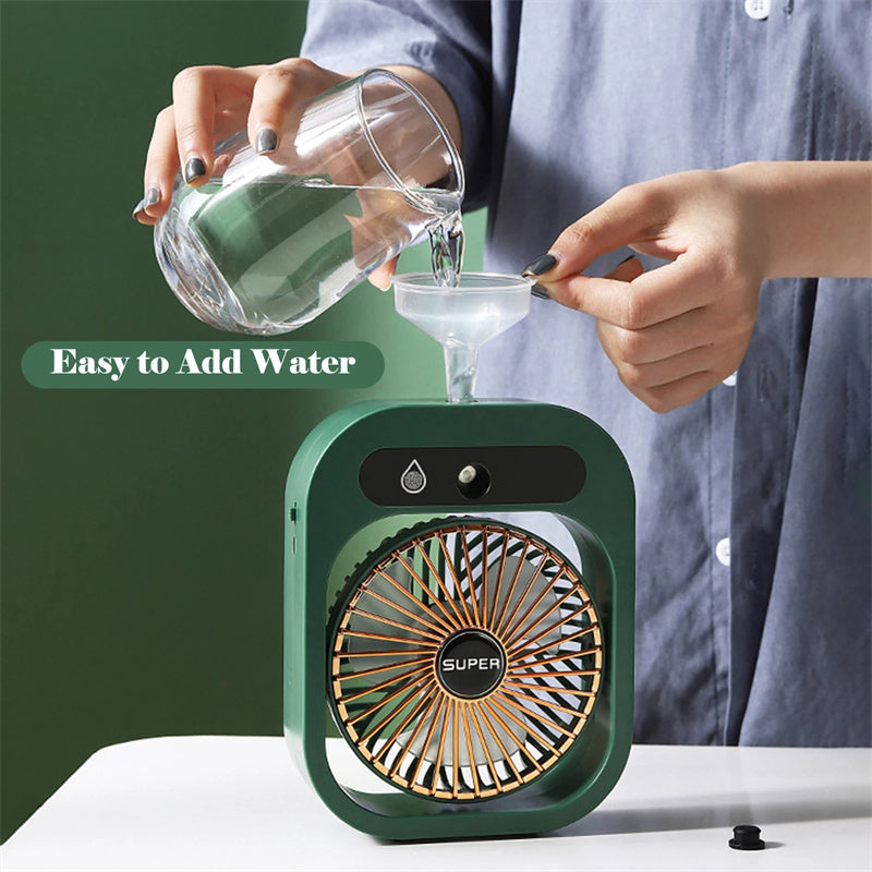 Portable Mist Cooling Fan – USB Rechargeable 3-Speed Air Cooler & Humidifier