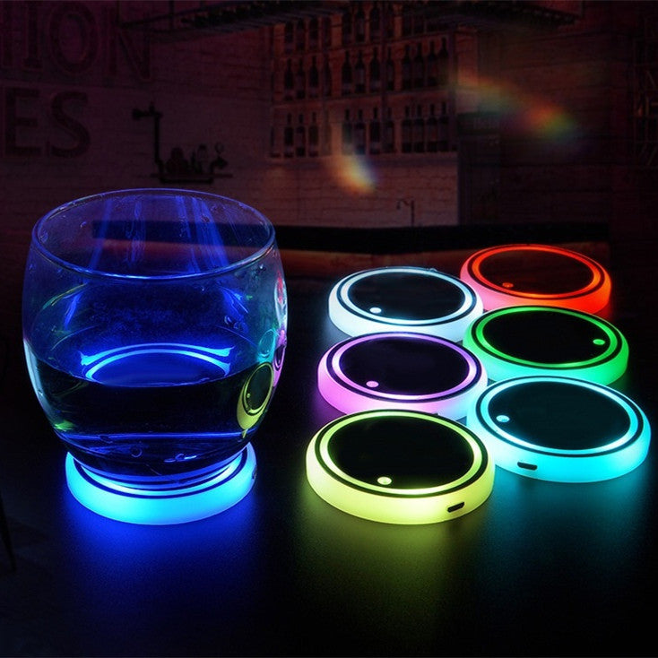 Smart LED Cup Holder Coaster- RGB Lighting, Solar & USB Rechargeable