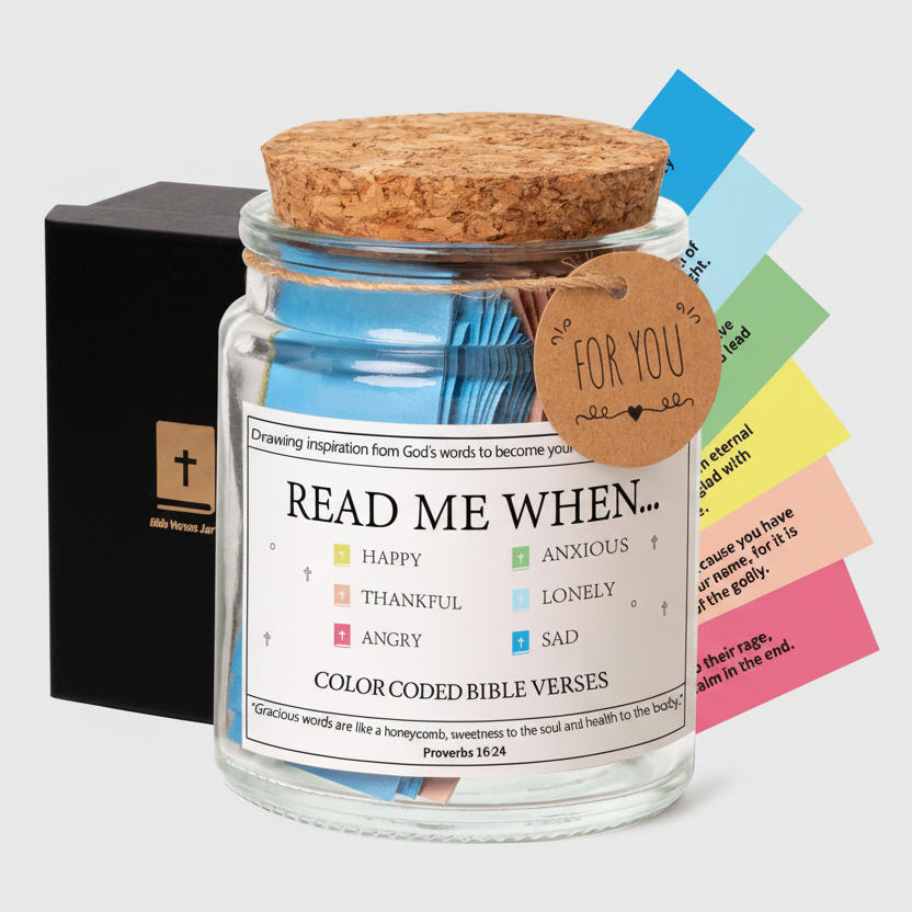 Bible Verse Jar, Read Me When Bible Verses Jar, Bible Verses in a Jar, Scripture Cards with Bible, Blessings Jar for Notes Color Coded Bible Christian Bible Gifts Mothers Day Gift
